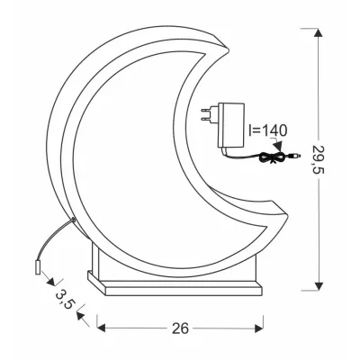LED detská stolná lampa MOON - 12W, 3000K (teplá biela), šedá
