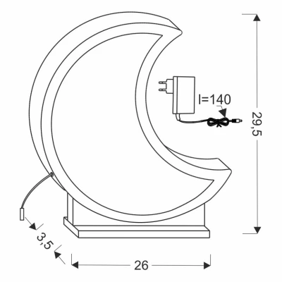 LED detská stolná lampa MOON - 12W, 3000K (teplá biela), žltá