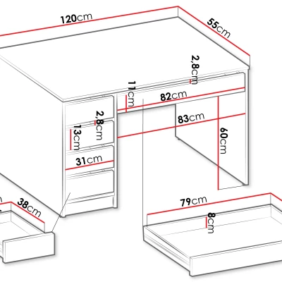 Univerzálny stolík CONALL - lesklý biely
