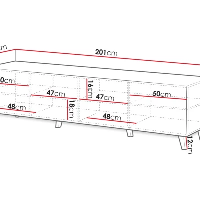 Štýlový televízny stolík HAER 2 - dub wotan / čierny