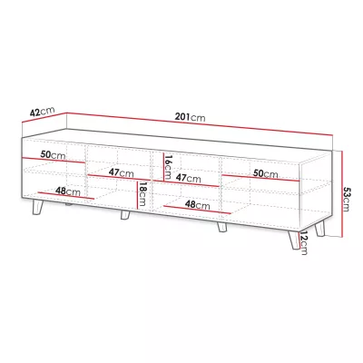 Štýlový televízny stolík HAER 2 - dub wotan / čierny