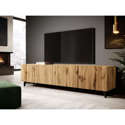 Štýlový televízny stolík HAER 2 - dub wotan / čierny