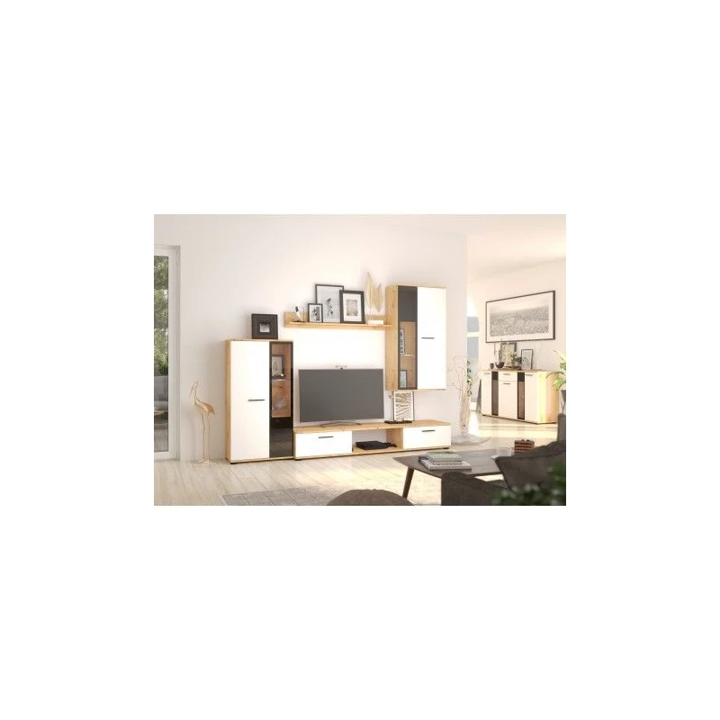 Nábytok do obývačky SANA - biely / dub artisan