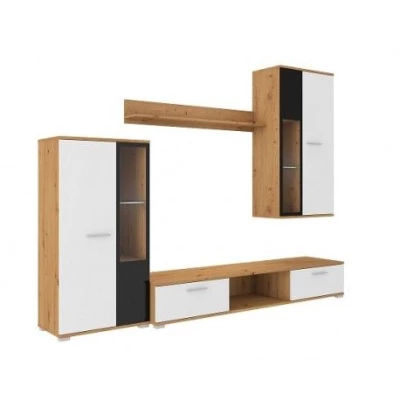 Nábytok do obývačky SANA - biely / dub artisan