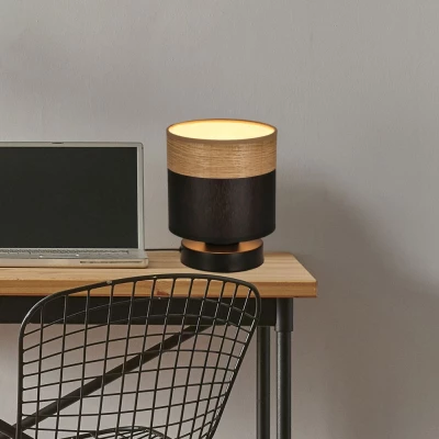 Stolná lampa v škandinávskom štýle PORTO - 1xE27, 60W, čierna / hnedá