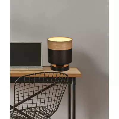Stolná lampa v škandinávskom štýle PORTO - 1xE27, 60W, čierna / hnedá