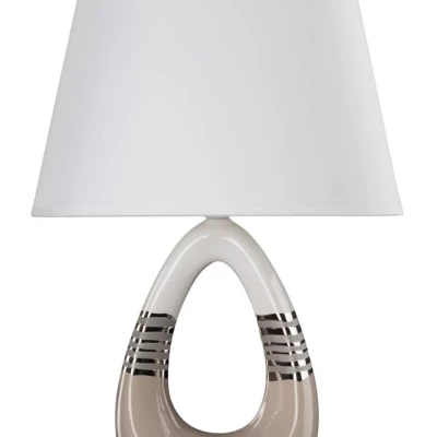 Moderná stolná keramická lampa ROMANO - 1xE27, 60W, béžová/biela