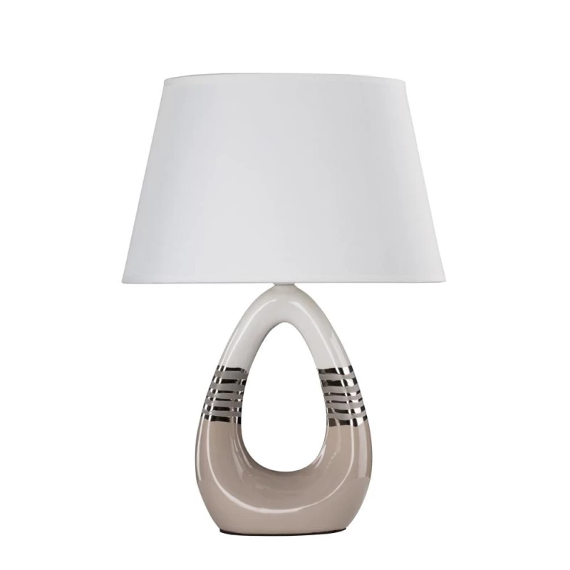 Moderná stolná keramická lampa ROMANO - 1xE27, 60W, béžová/biela