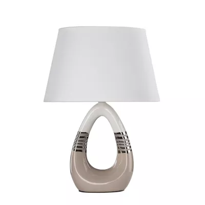 Moderná stolná keramická lampa ROMANO - 1xE27, 60W, béžová/biela