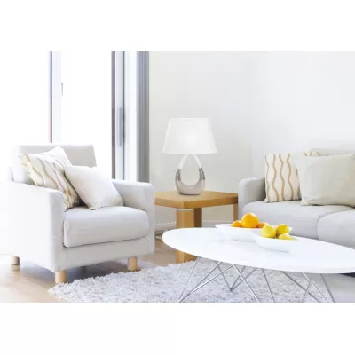 Moderná stolná keramická lampa ROMANO - 1xE27, 60W, béžová/biela