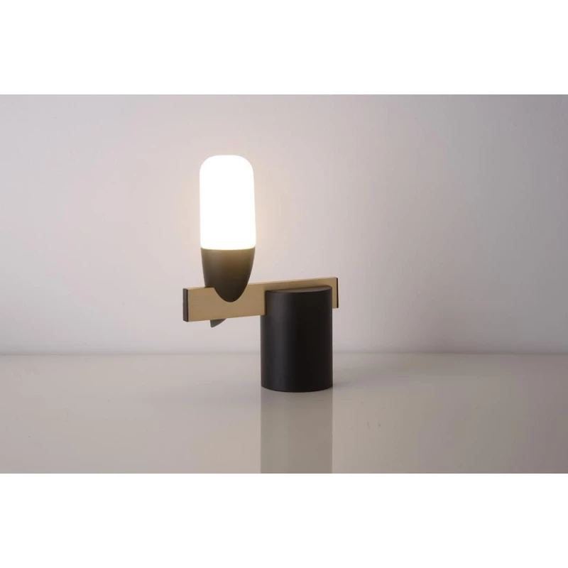 Stolná LED lampa v škandinávskom štýle SAKAI - 5,4W, 3000K (teplá biela), prírodné drevo / čierna