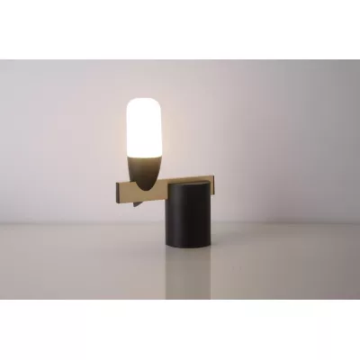 Stolná LED lampa v škandinávskom štýle SAKAI - 5,4W, 3000K (teplá biela), prírodné drevo / čierna