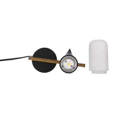 Stolná LED lampa v škandinávskom štýle SAKAI - 5,4W, 3000K (teplá biela), prírodné drevo / čierna