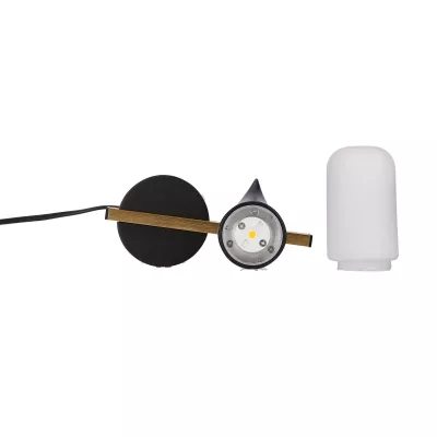 Stolná LED lampa v škandinávskom štýle SAKAI - 5,4W, 3000K (teplá biela), prírodné drevo / čierna