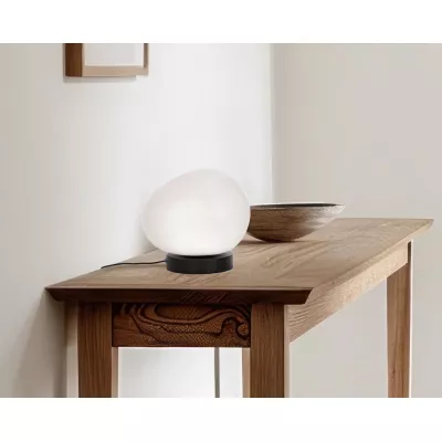 Stolná lampa v japandi štýle STONES - 1xE27, 40W, 20cm, čierna / biela
