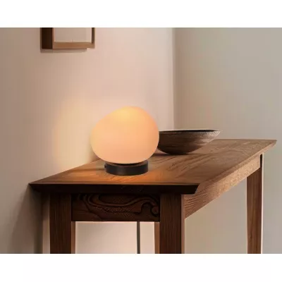 Stolná lampa v japandi štýle STONES - 1xE27, 40W, 20cm, čierna / biela