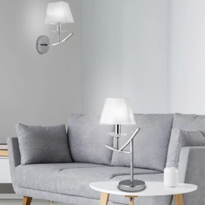 Stolná lampa VALENCIA - 1xE14, 40W, chrómovaná / biela