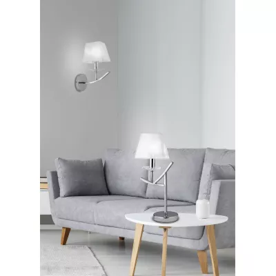 Stolná lampa VALENCIA - 1xE14, 40W, chrómovaná / biela