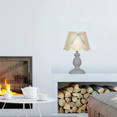 Stolná lampa WHILMA - 1xE14, 40W, šedá / béžová