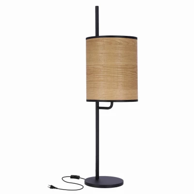 Škandinávska stolná lampa ZETA - 1xE27, 40W, čierna / hnedá