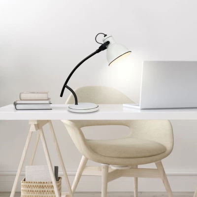 Moderná stolná čítacia lampa ZUMBA - 1xE14, 40W, biela / čierna