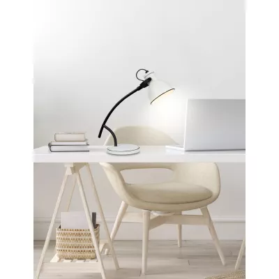 Moderná stolná čítacia lampa ZUMBA - 1xE14, 40W, biela / čierna