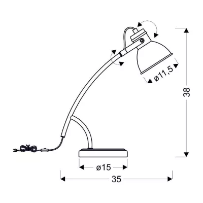 Moderná stolná čítacia lampa ZUMBA - 1xE14, 40W, biela / čierna