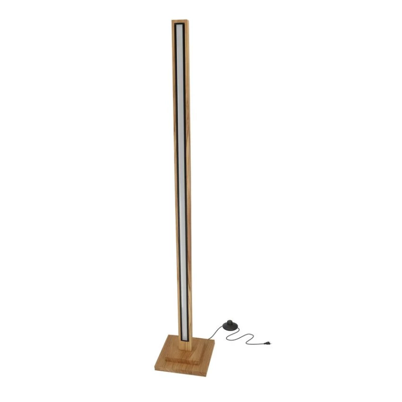 LED stojacia drevená lampa ALSET - 18W, 4000K (denná biela), dub / čierna