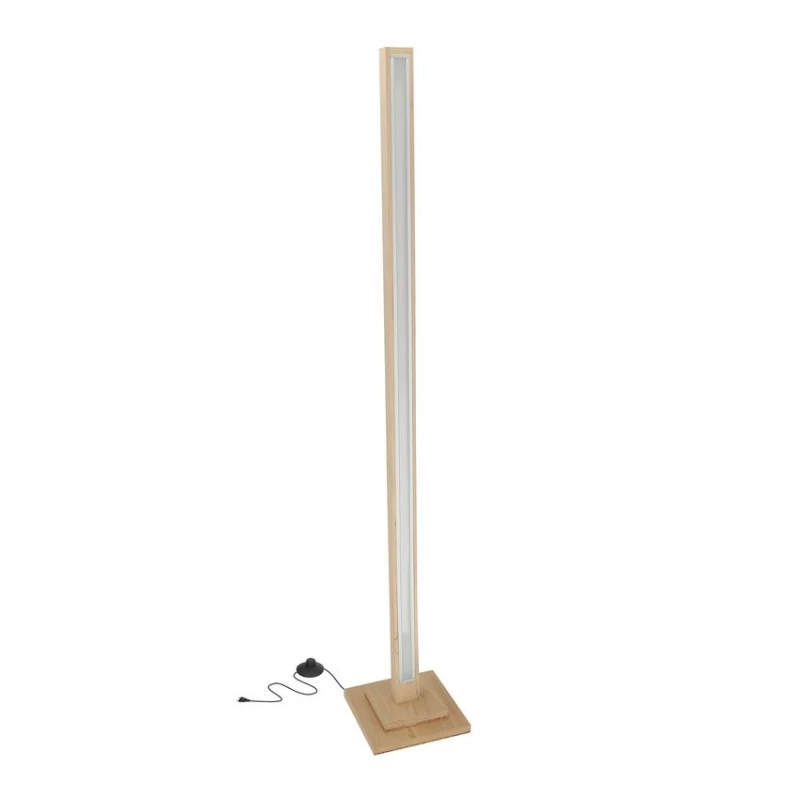 LED stojacia drevená lampa ALSET - 18W, 4000K (denná biela), buk / strieborná