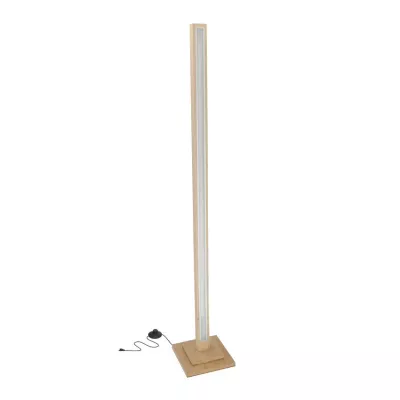 LED stojacia drevená lampa ALSET - 18W, 4000K (denná biela), buk / strieborná