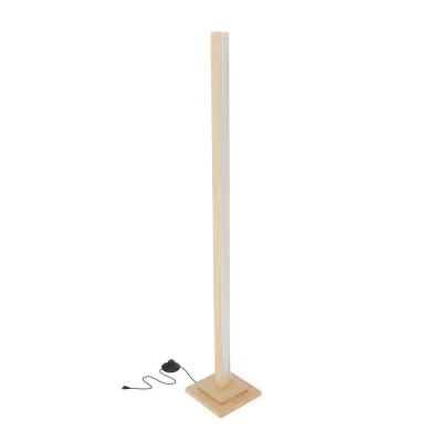 LED stojacia drevená lampa ALSET - 18W, 4000K (denná biela), buk / strieborná