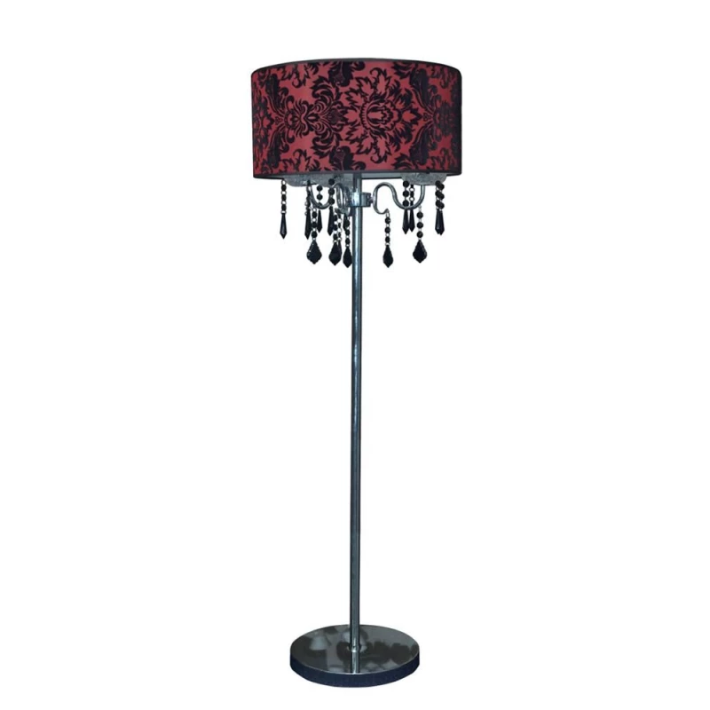 Moderná stojacia lampa ASTOR - 3xE14, 40W, chrómovaná / červenočierna