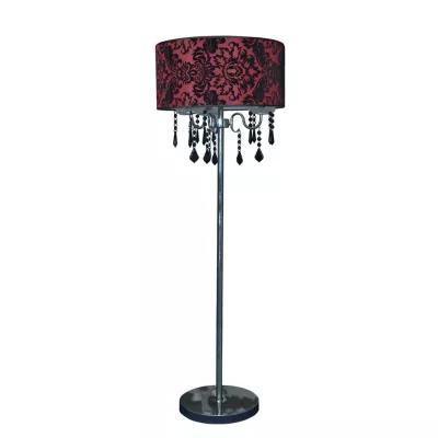 Moderná stojacia lampa ASTOR - 3xE14, 40W, chrómovaná / červenočierna