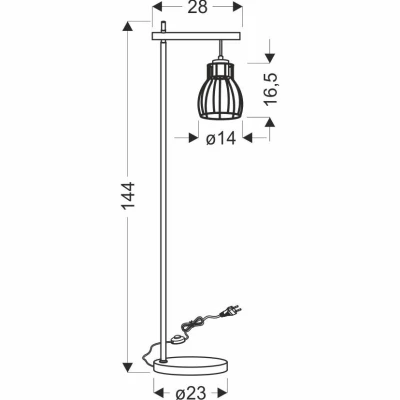 Stojacia industriálna lampa BERNITA - 1xE27, 60W, čierna / hnedá