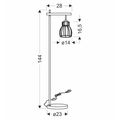 Stojacia industriálna lampa BERNITA - 1xE27, 60W, čierna / hnedá