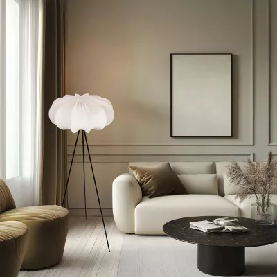 Dizajnová stojacia lampa CAFEE - 1xE27, 40W, čierna / latte