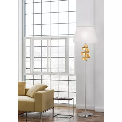 Stojacia lampa DENIS - 1xE27, 60W, chrómovaná / zlatá