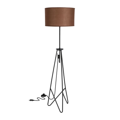 Moderná stojacia lampa FLOAT - 1xE27, 60W, čierna / hnedá