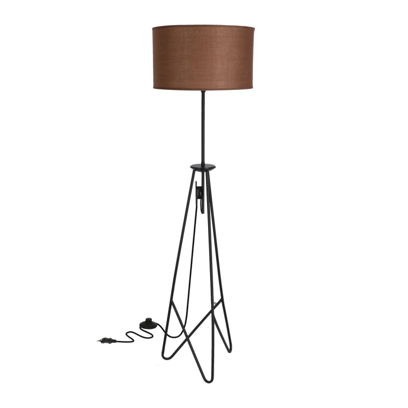 Moderná stojacia lampa FLOAT - 1xE27, 60W, čierna / hnedá