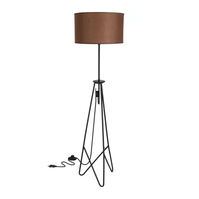 Moderná stojacia lampa FLOAT - 1xE27, 60W, čierna / hnedá