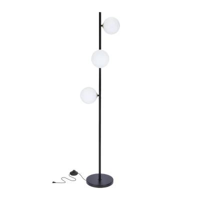 Art deco stojacia lampa KAMA - 3xG9, 28W, čierna / biela