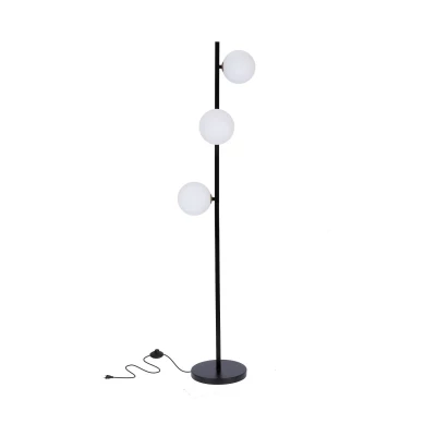 Art deco stojacia lampa KAMA - 3xG9, 28W, čierna / biela