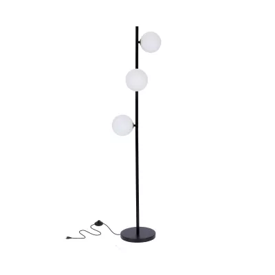 Art deco stojacia lampa KAMA - 3xG9, 28W, čierna / biela