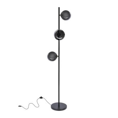 Art deco stojacia lampa KAMA - 3xG9, 28W, čierna / grafitová