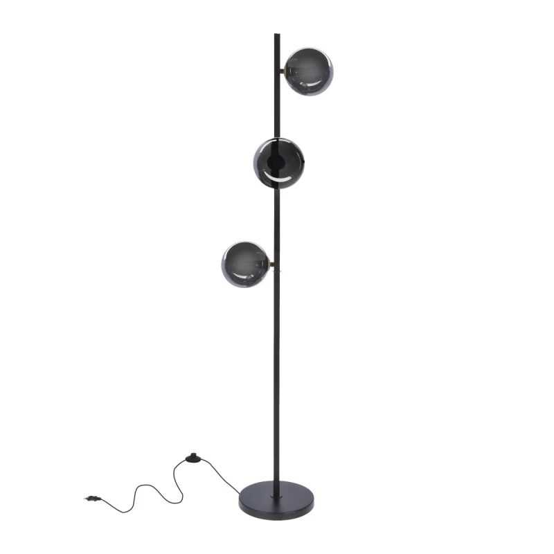 Art deco stojacia lampa KAMA - 3xG9, 28W, čierna / grafitová