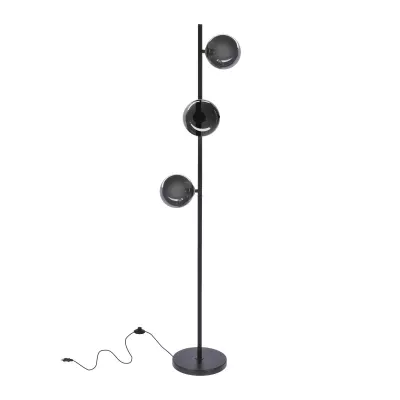 Art deco stojacia lampa KAMA - 3xG9, 28W, čierna / grafitová