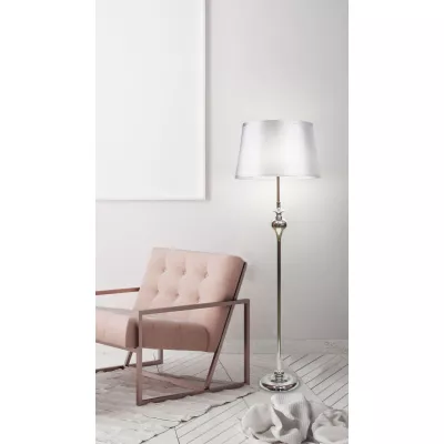 Moderná stojacia lampa PRIMA - 1xE27, 60W, chrómovaná / strieborná