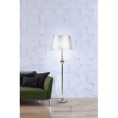 Moderná stojacia lampa PRIMA - 1xE27, 60W, chrómovaná / strieborná