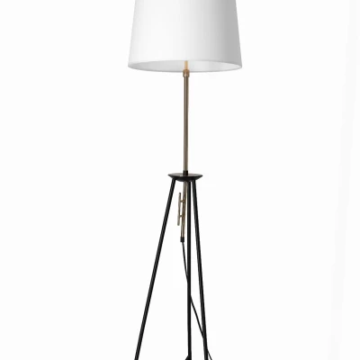 Dizajnová stojacia lampa trojnožka TAFLO - 1xE27, 60W, čierna / zlatá / biela