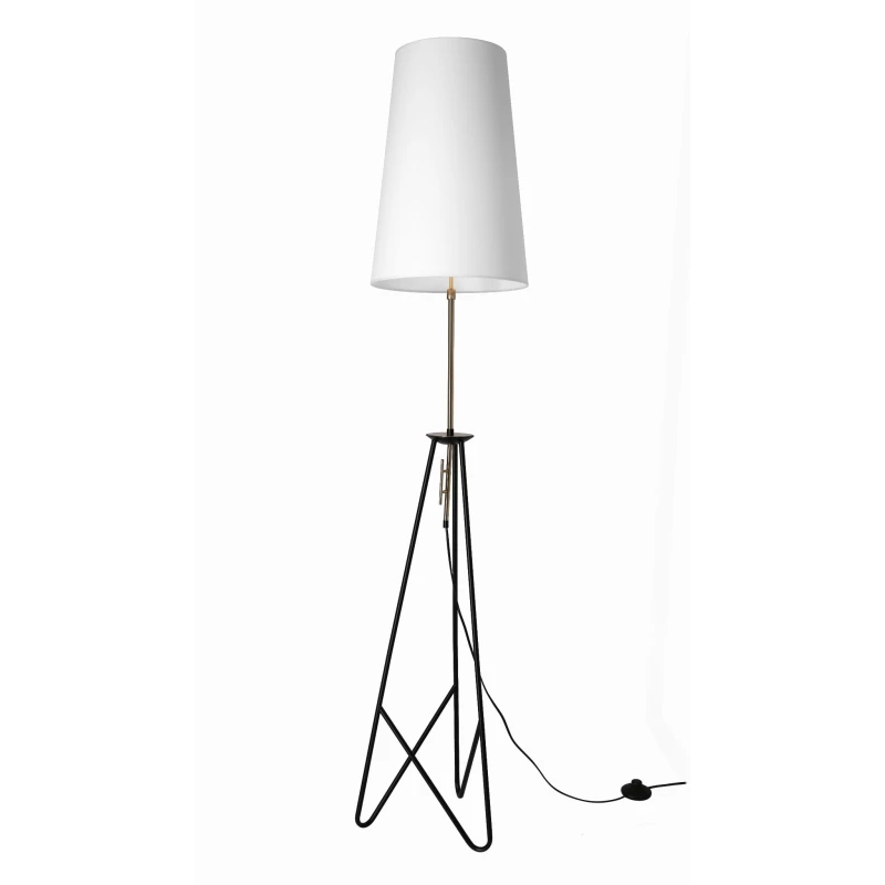Dizajnová stojacia lampa trojnožka TAFLO - 1xE27, 60W, čierna / zlatá / biela